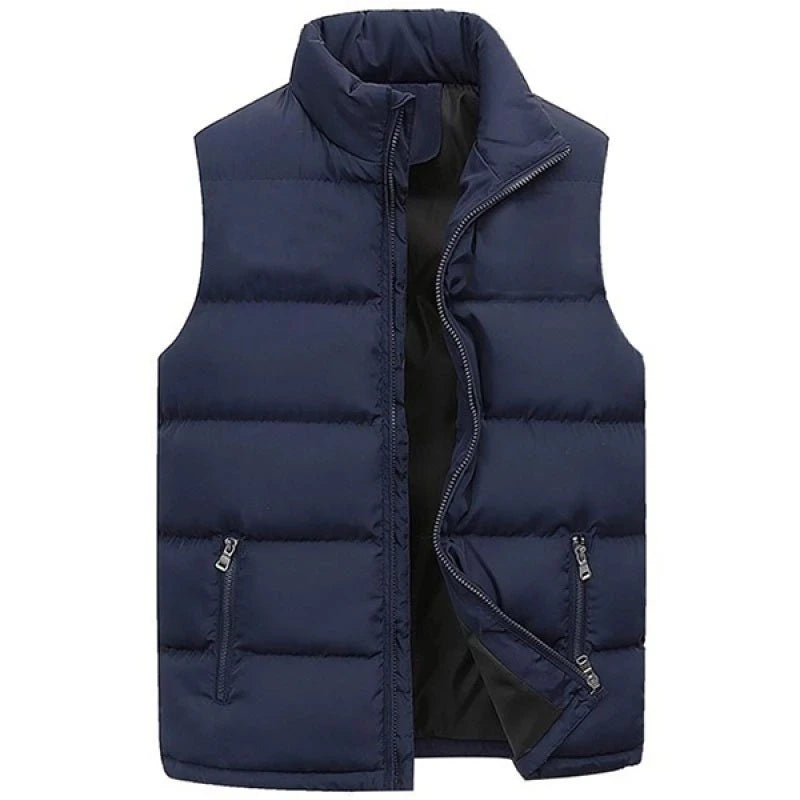 Mens Vest Jacket Winter Waterproof Zipper Coat Autumn Stand-up Collar Casual Waistcoat Brand Clothing
